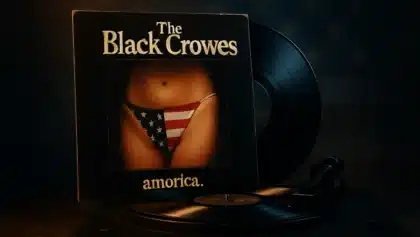 Vinyl record of Amorica by The Black Crowes featuring its controversial American flag bikini cover.